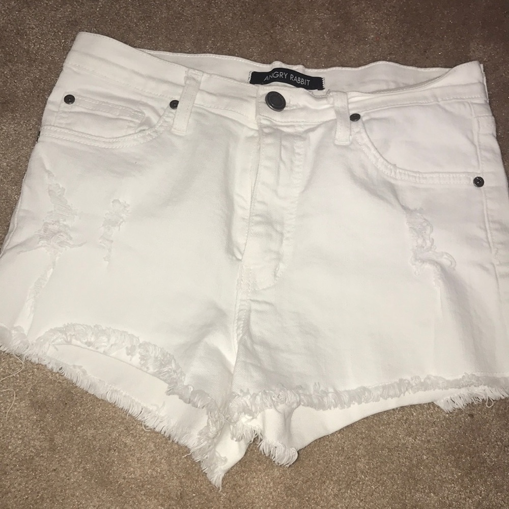 White High waisted jean shorts